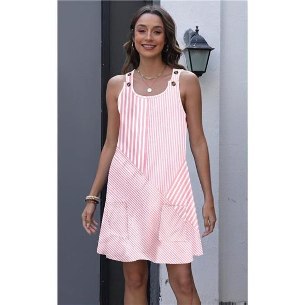 Womens Sleeveless Summer Dresses 2026 Casual U Neck Sundresses Striped
